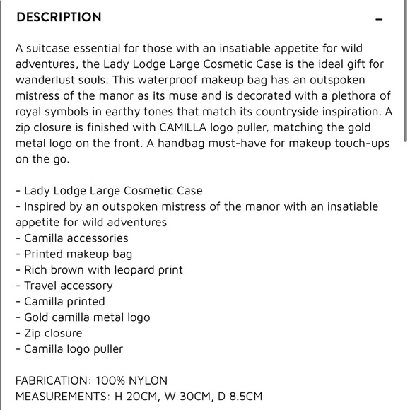 CAMILLA *Lady Lodge* large animal print makeup travel bag pouch - Picture 3 of 4